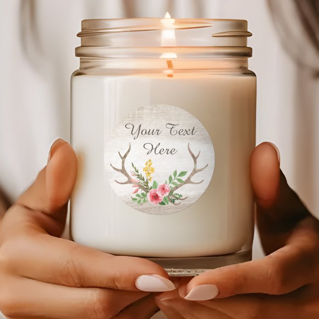 Sticker Rond Bois d'aquarelle fleurie de Bohême (Créateur téléchargé)