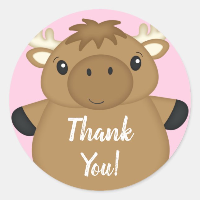 Sticker Rond Bois du Baby shower de l'orignal (Devant)