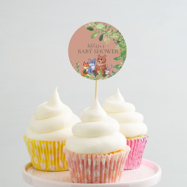 Sticker Rond Bois forêt bébé animaux cupcake toppers (Créateur téléchargé)