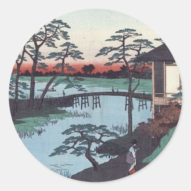 Sticker Rond Bois japonais vintage (Devant)