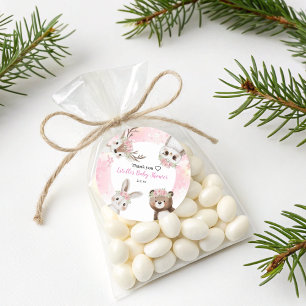 Sticker Rond Bois rustique Floral Boho Baby shower fille