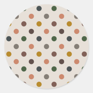 Sticker Rond Bois Tons Terre Clair Motif Points de Polka Design