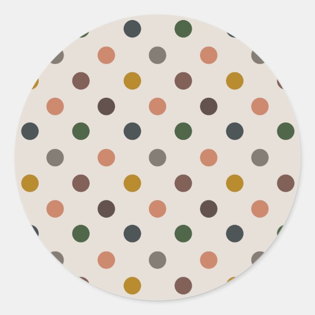 Sticker Rond Bois Tons Terre Clair Motif Points de Polka Design (Devant)