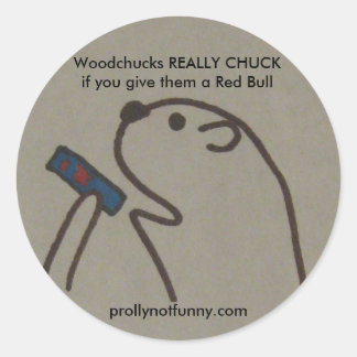 Sticker Rond Bois VRAIMENT CHUCK si vous leur donnez un Red Bul