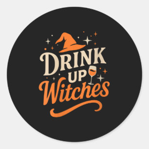 Sticker Rond Boisson féminine pour sorcières Verre à vin Hallow