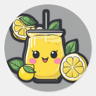 Sticker Rond Boisson Rafraîchissante à la citronnelle
