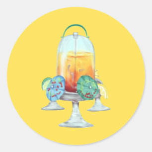 Sticker Rond Boisson tropicale fantaisie pour poules