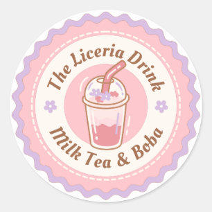 Sticker Rond Boissons au thé au lait et au boba