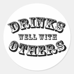 Sticker Rond Boissons Bien Avec D'Autres Style Vintage