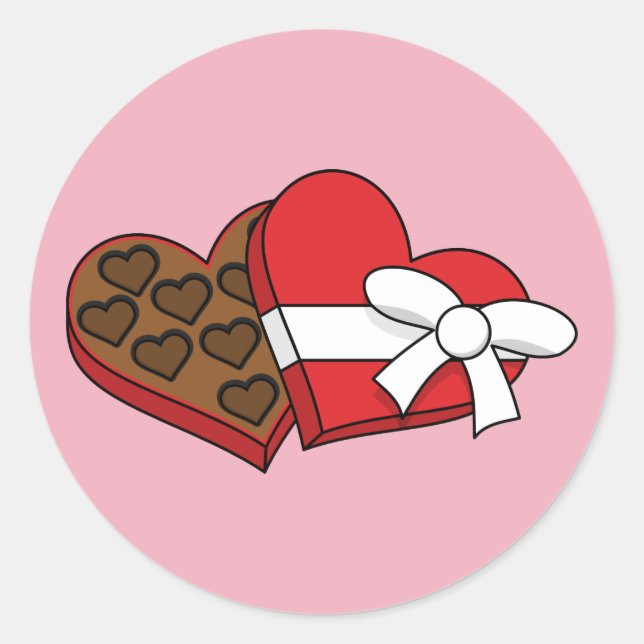Sticker Rond Boîte à chocolat de coeur de la Saint-Valentin (Devant)