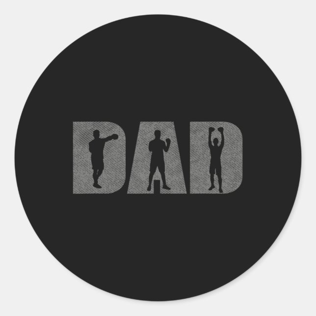Sticker Rond Boîte à Fêtes des pères papa Boxer Boxer Lover Box (Devant)