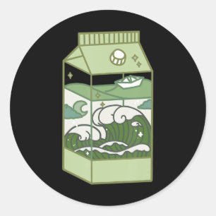 Sticker Rond Boîte à lait esthétique oeuvre Cute Kawaii Otaku A