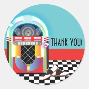 Sticker Rond Boîte à musique de danse de soirée dansante des an