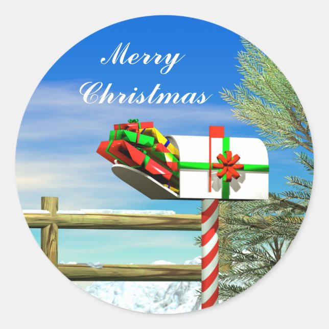 Sticker Rond Boîte aux lettres de Noël (Devant)