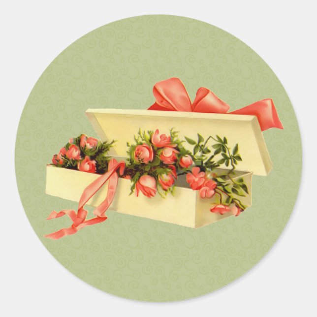 Sticker Rond Boîte D'Art vintage Rose (Devant)