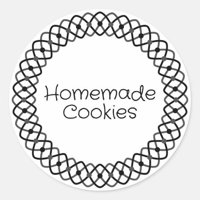 Sticker Rond Boite de boulangerie noire et blanche (Devant)