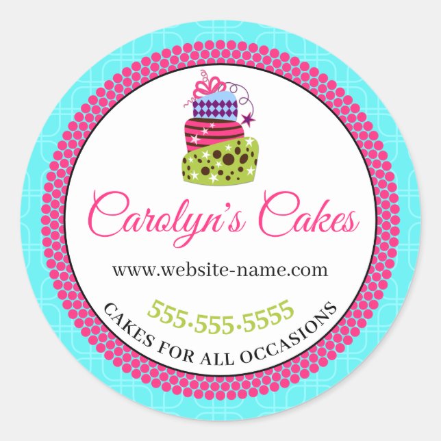 Sticker Rond Boite de boulangerie Whimsical Cake Packaging (Devant)