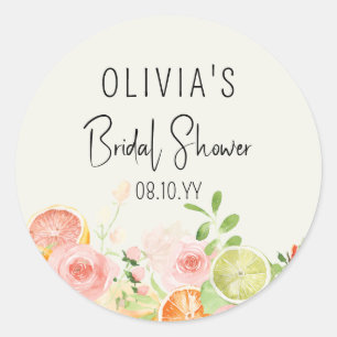 Sticker Rond Boîte de Fête de Mariage Florale Citrus