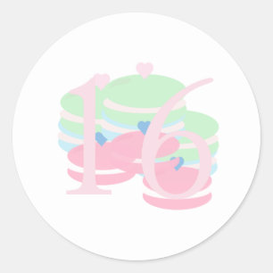 Sticker Rond Boîte de macarons pastel pour Quince Sweet 16