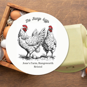 Sticker Rond boîte d'œufs de marché fermier Label en plein air