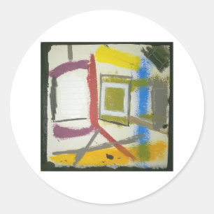 Sticker Rond Boîte du milieu du siècle Abstrait Hankamer Artjun
