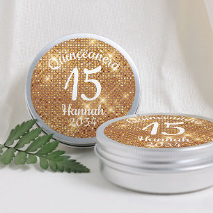 Sticker Rond Boîte en ferette de Faveur de 15e Anniversaire Fil