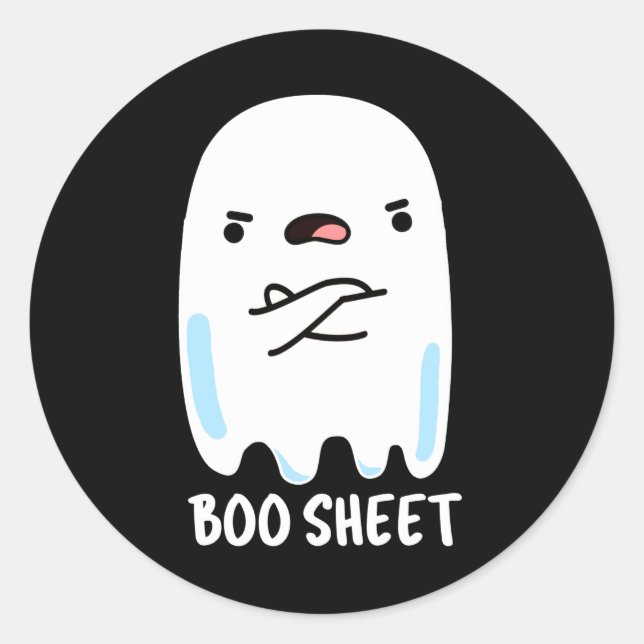 Sticker Rond Boite Fiche Funny Halloween Ghost Pun Dark BG (Devant)
