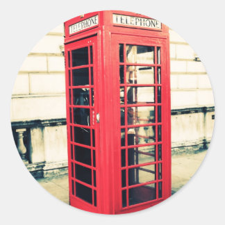 Sticker Rond boîte téléphonique rouge