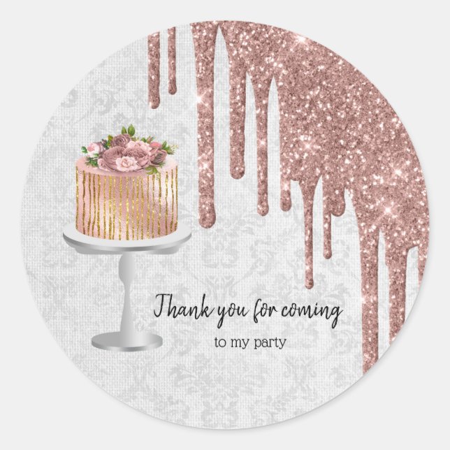 Sticker Rond Boites de gâteau Mariage d'anniversaire (Devant)