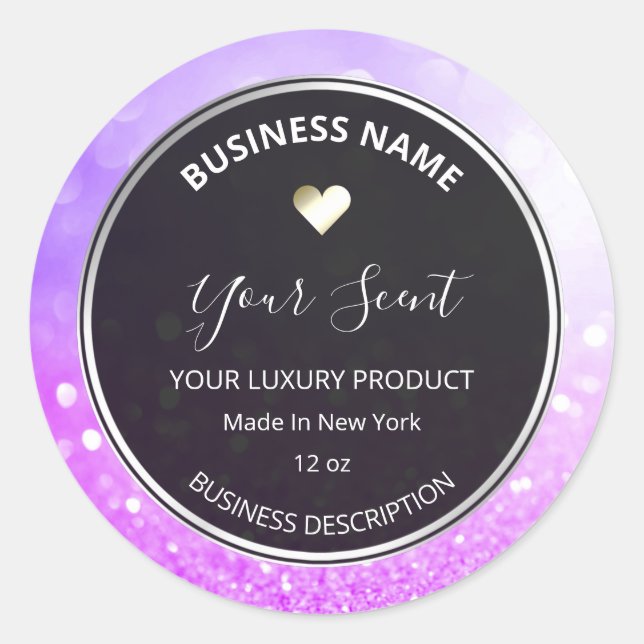 Sticker Rond Bokeh Purple Blue Silver Parties scintillant Soy C (Devant)