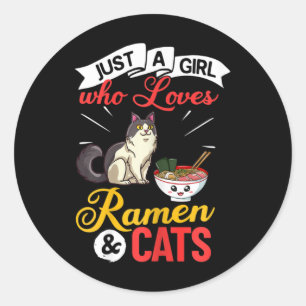 Sticker Rond Bol de ramen pour chat Soupe japonaise aux nouille