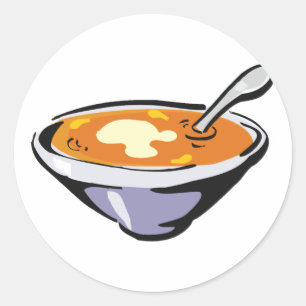 Sticker Rond Bol soupe de tomate avec cuillère