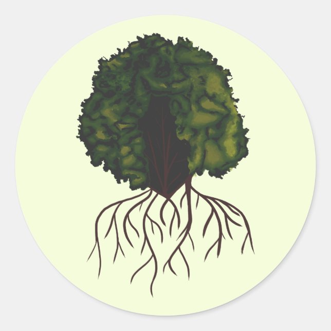 Sticker Rond Bold Afro Beauté Digital Collage Portrait (Devant)