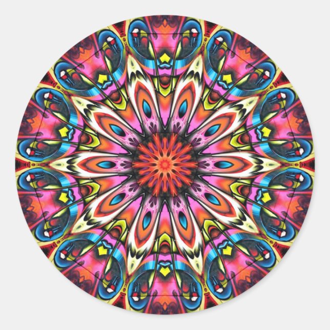 Sticker Rond Bold Buzz Kaleidoscope Mandala (Devant)