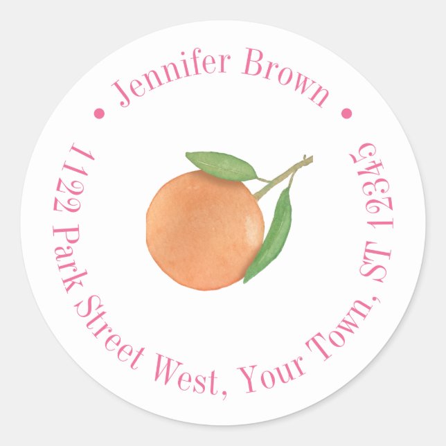 Sticker Rond Bold Fuchsia Citrus Orange Adresse de retour (Devant)