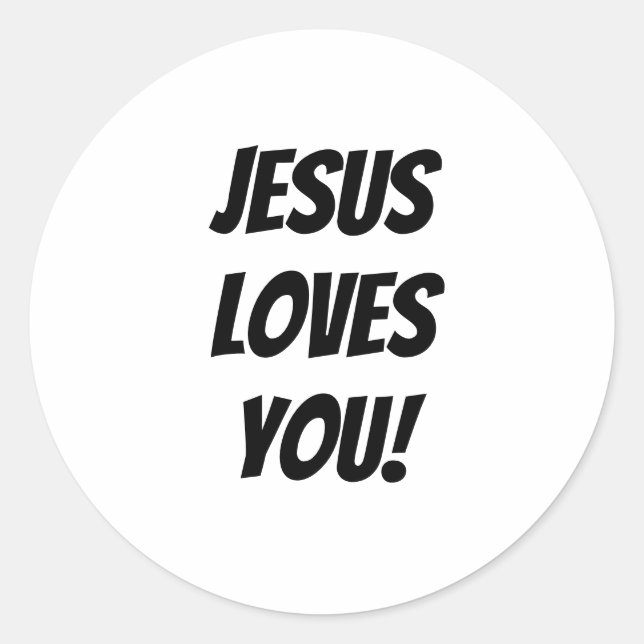 Sticker Rond Bold Jésus Vous Aime ! chrétien personnalisé (Devant)