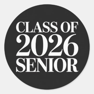 Sticker Rond Bold Minimalist Class of 2026 Senior Graduation