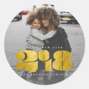 STICKER ROND BOLD NEW YEAR (OR)