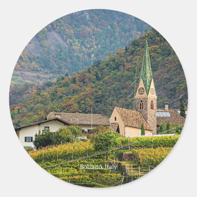 Sticker Rond Bolzano, Italie photo de paysage (Devant)