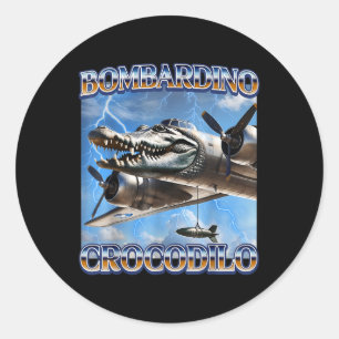 Sticker Rond Bombardino Crocodilo Funny Italien Brainrot mèmes