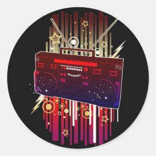 Sticker Rond Bombe Boombox 