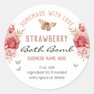 Sticker Rond Bombe de bain personnalisée papillons floraux pour