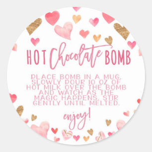 Sticker Rond Bombe Valentine Hot Chocolate Bomb