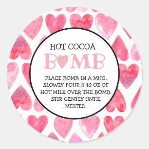 Sticker Rond Bombe Valentine Hot Chocolate Bomb