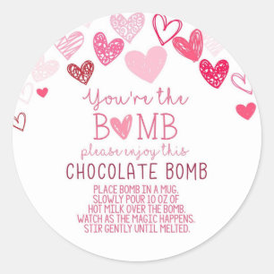 Sticker Rond Bombe Valentine Hot Chocolate Bomb