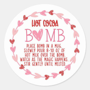 Sticker Rond Bombe Valentine Hot Chocolate Bomb