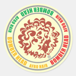 Sticker Rond BOMBER-HEAD-RASTA (Autocollant)