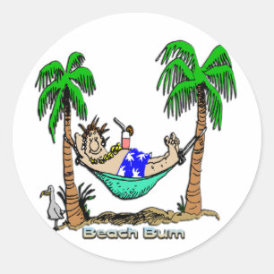Sticker Rond Bon à rien de plage