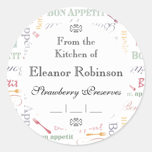 Sticker Rond Bon Appetit Motif classique (Devant)