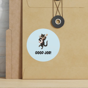 Sticker Rond Bon emploi mignon chat vintage encouragement de l'